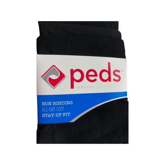 PEDS 12 Pair Non Binding Black Trouser Socks, Stay-Up Fit, Extended Size 8-12 - Picture 6 of 10